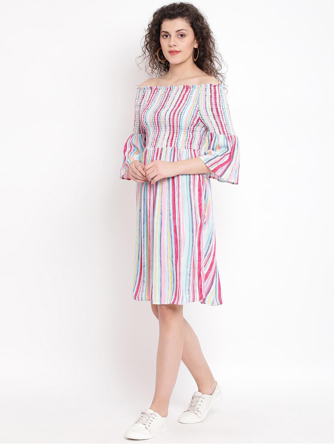multi colored viscose aline dress - 17116368 - Zoom Image - 2