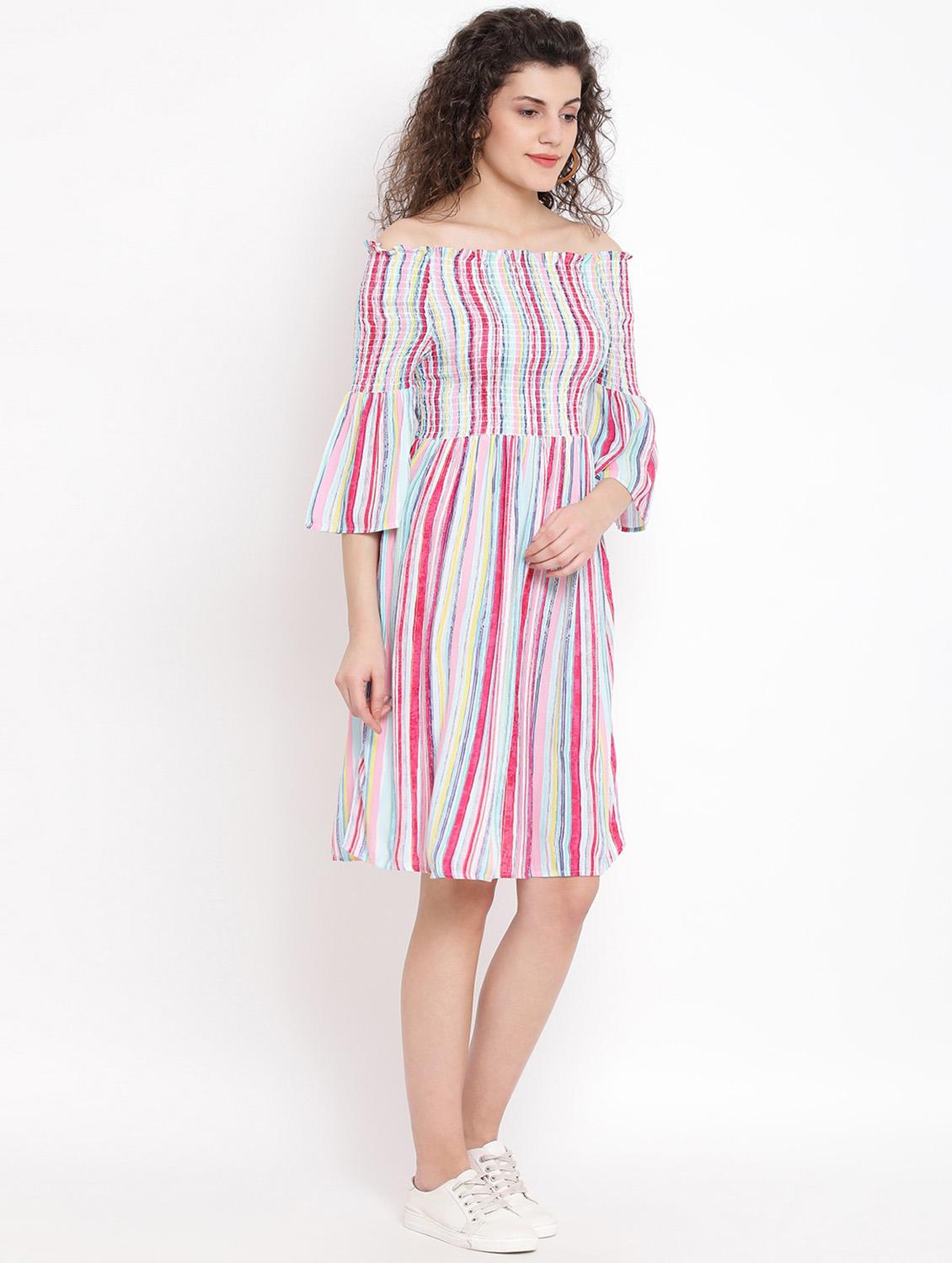 multi colored viscose aline dress - 17116368 - Zoom Image - 3
