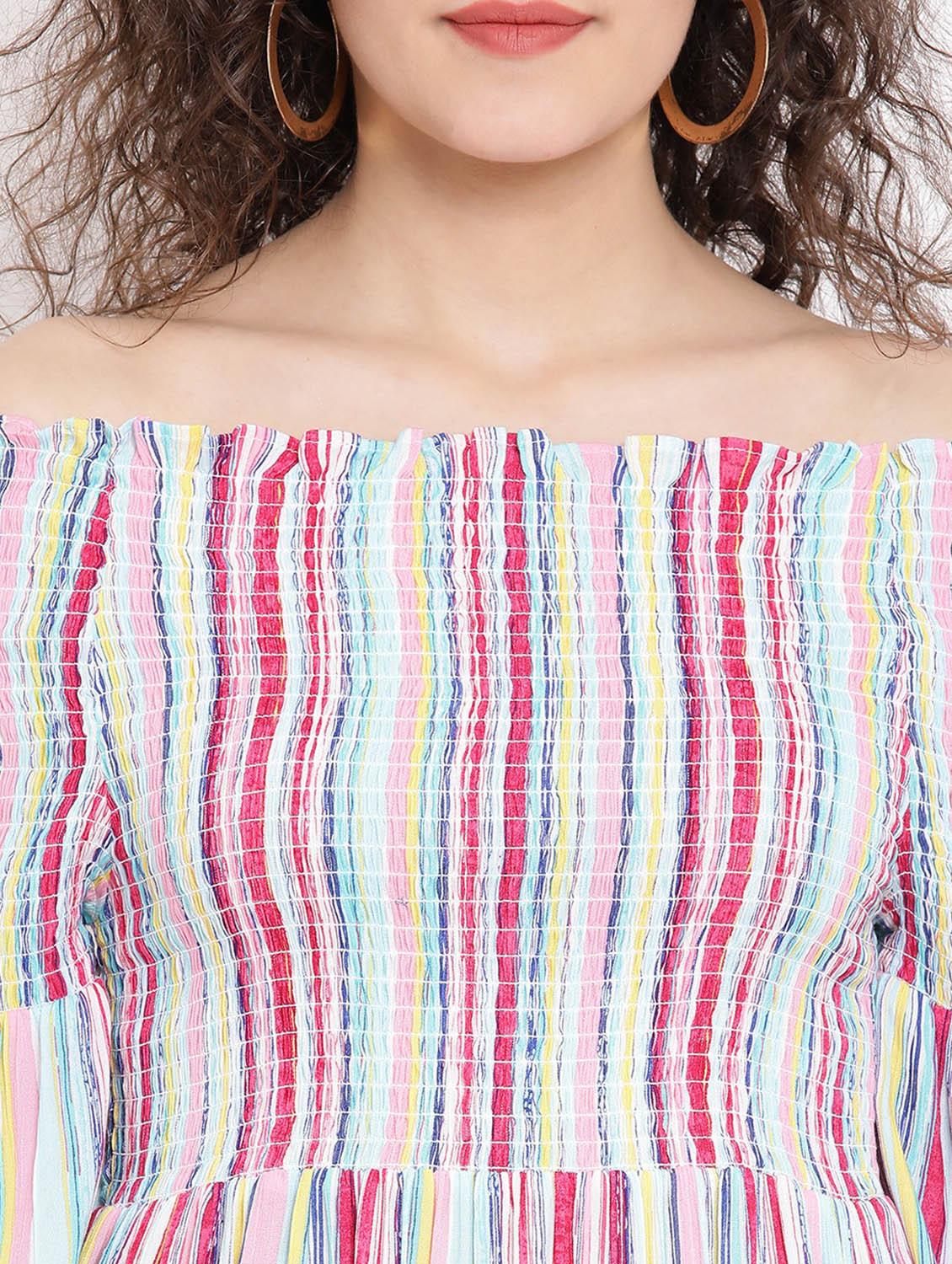 multi colored viscose aline dress - 17116368 - Zoom Image - 5