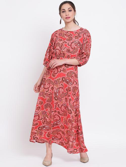 red viscose aline dress - 17116371 - Standard Image - 1