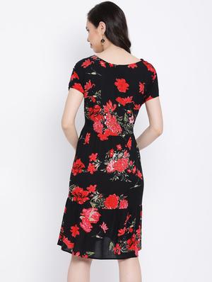 v-neck floral a-line dress - 17116374 - Standard Image - 3