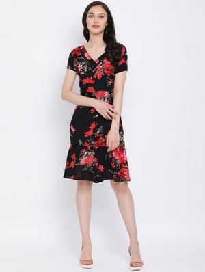 v-neck floral a-line dress - 17116374 - Standard Image - 4