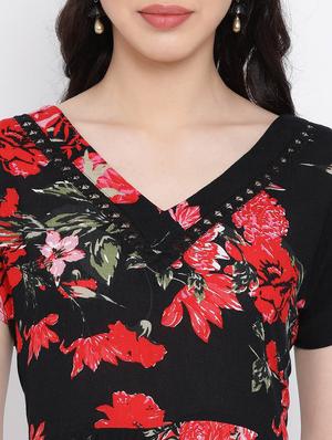 v-neck floral a-line dress - 17116374 - Standard Image - 5
