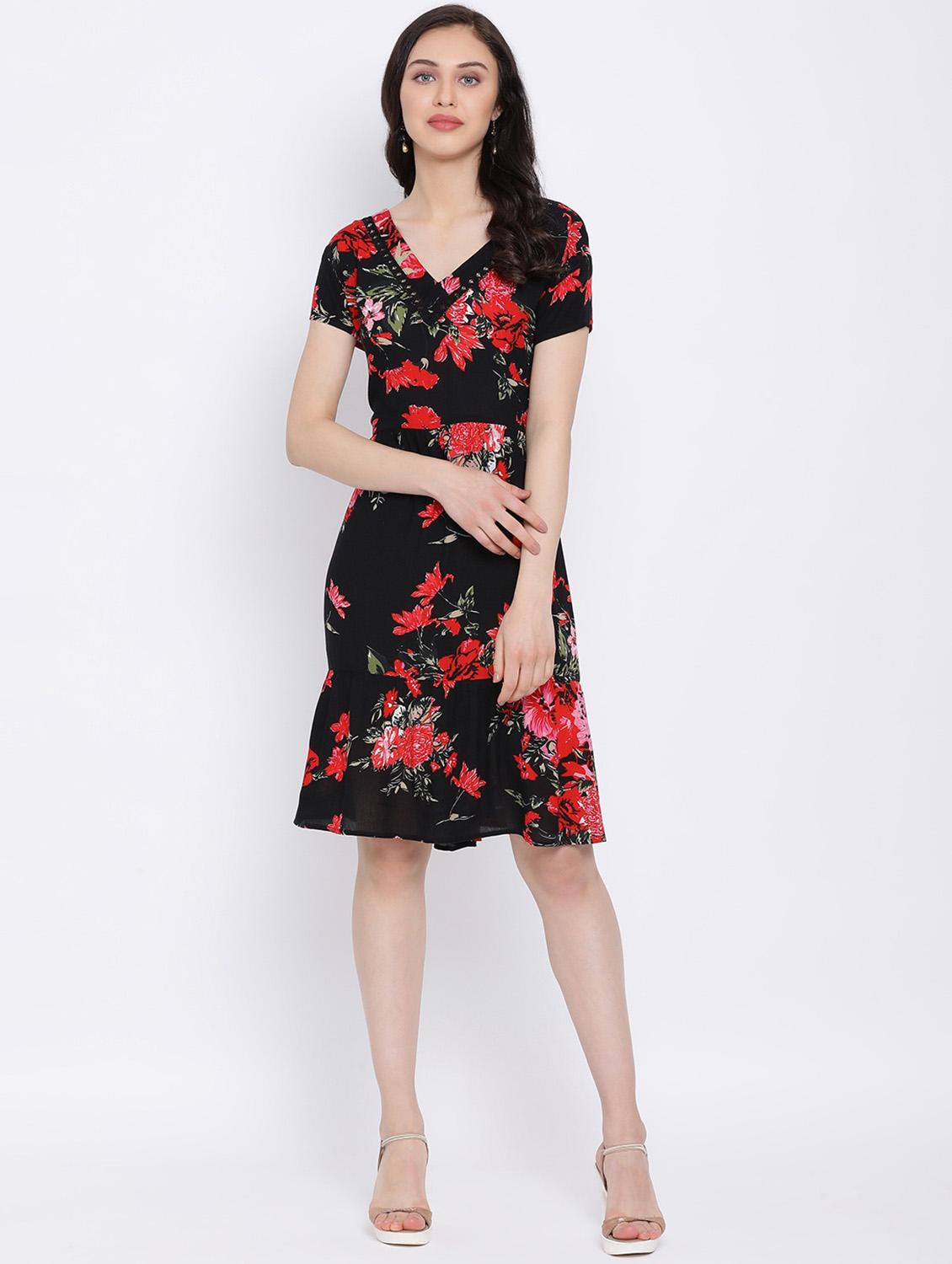 v-neck floral a-line dress - 17116374 - Zoom Image - 4