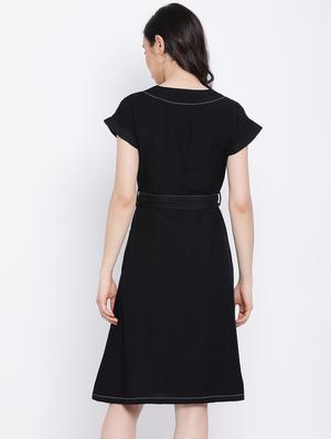 tie front a-line dress - 17116375 - Standard Image - 3