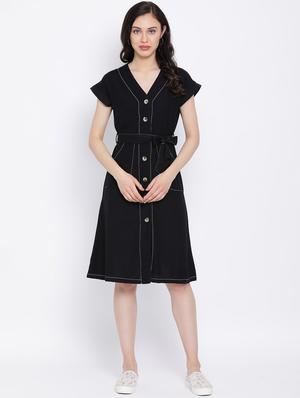 tie front a-line dress - 17116375 - Standard Image - 4