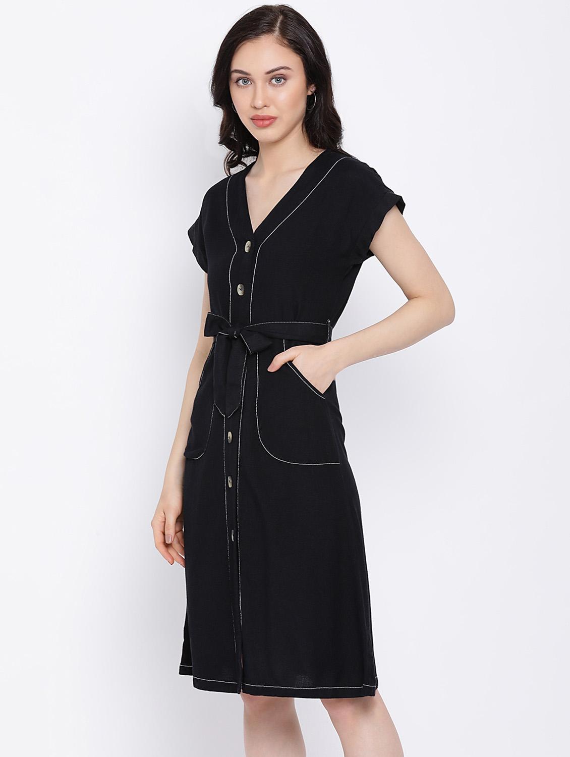 tie front a-line dress - 17116375 - Zoom Image - 2