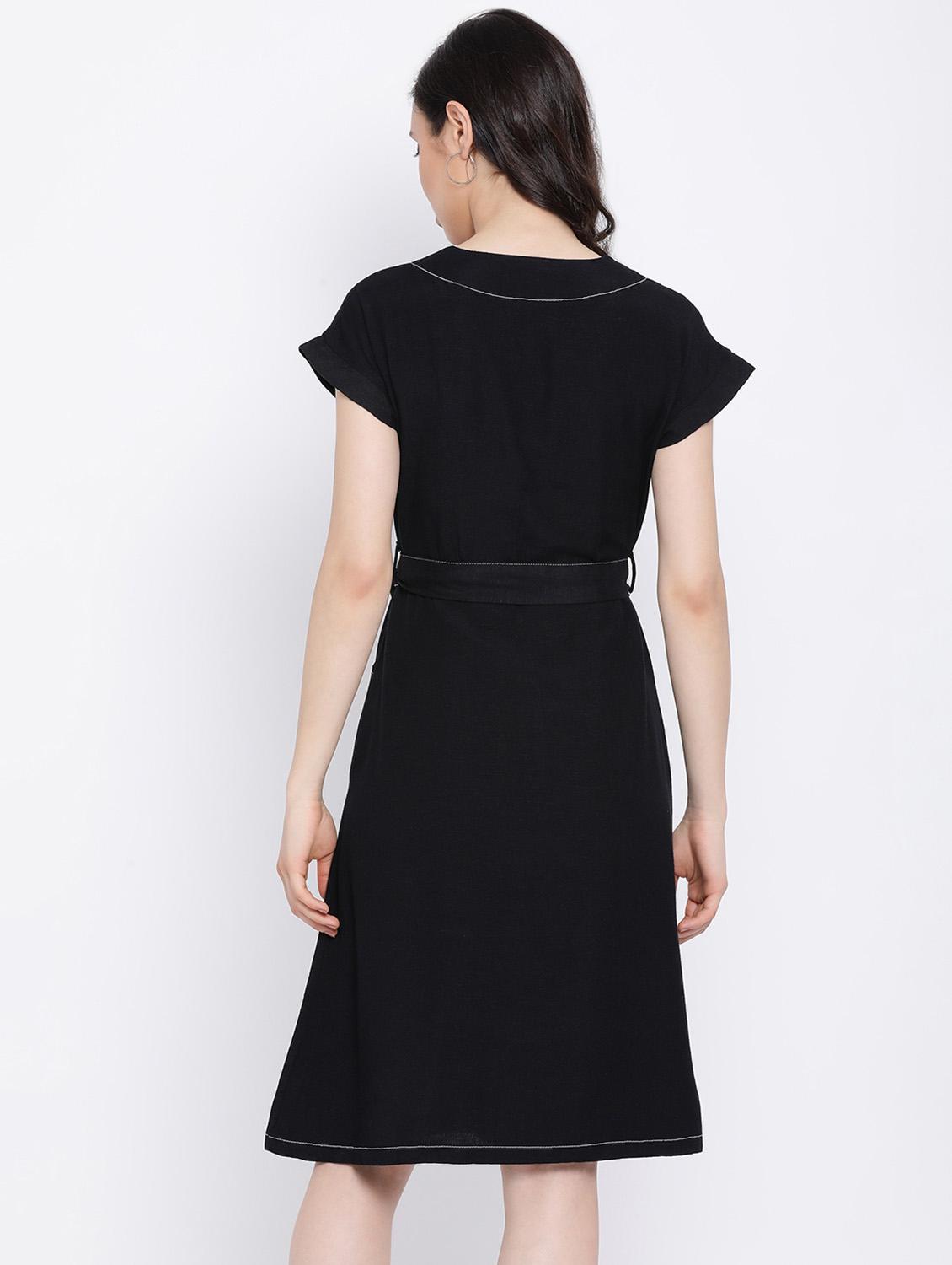 tie front a-line dress - 17116375 - Zoom Image - 3