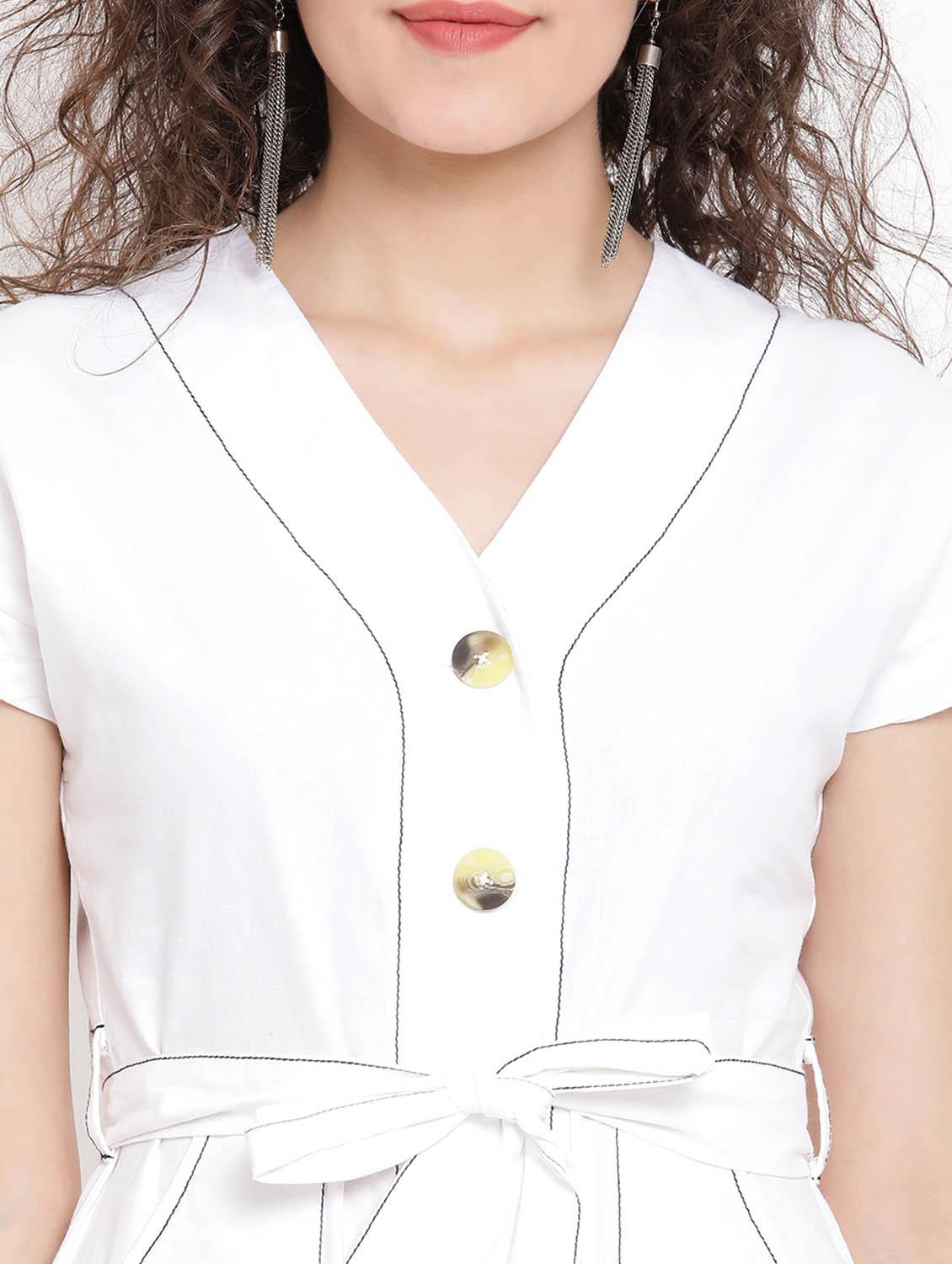 tie front solid a-line dress - 17116378 - Zoom Image - 5