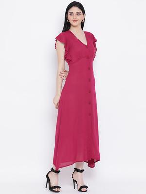 frilled sleeves button down dress - 17116380 - Standard Image - 2