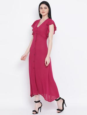 frilled sleeves button down dress - 17116380 - Standard Image - 3