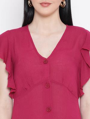 frilled sleeves button down dress - 17116380 - Standard Image - 5