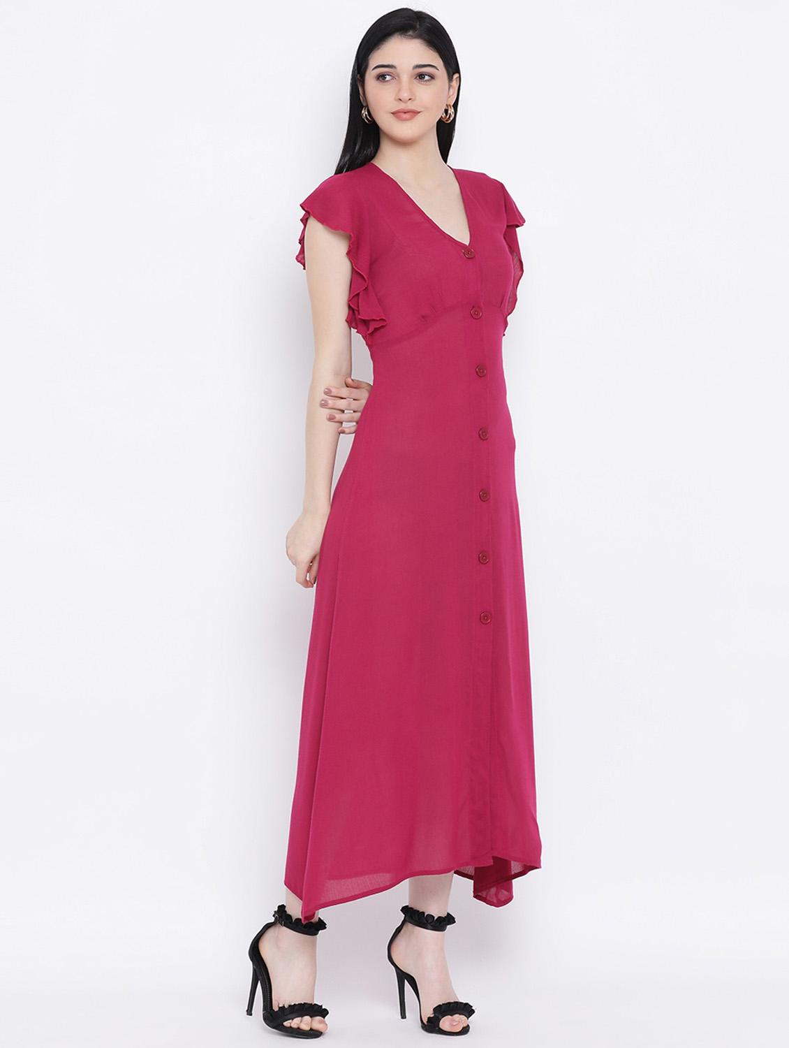 frilled sleeves button down dress - 17116380 - Zoom Image - 2