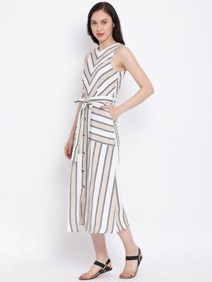 tie front striped a-line dress - 17116384 - Standard Image - 3