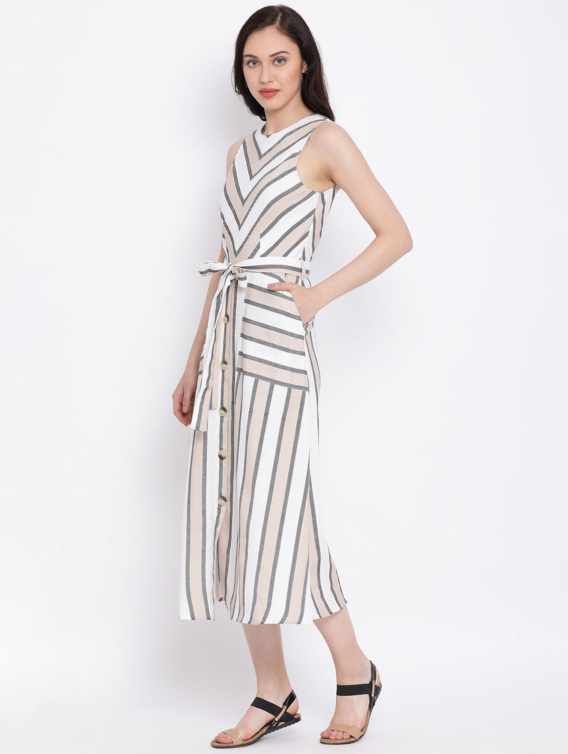 tie front striped a-line dress - 17116384 - Zoom Image - 3