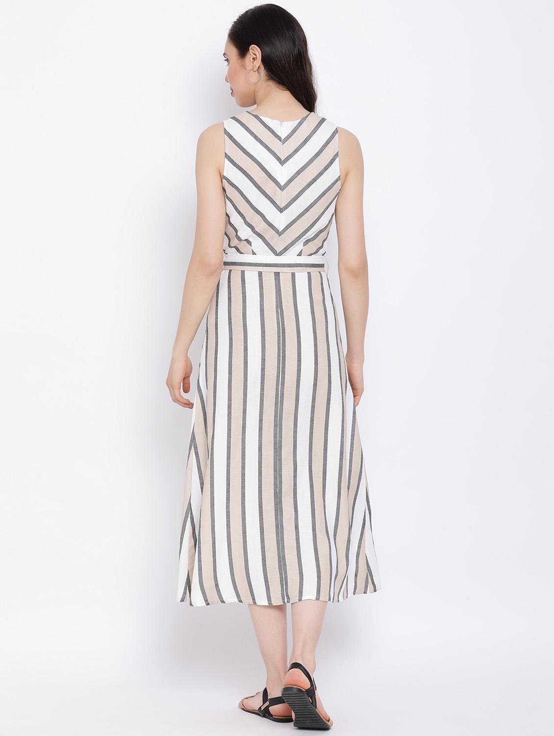 tie front striped a-line dress - 17116384 - Zoom Image - 4