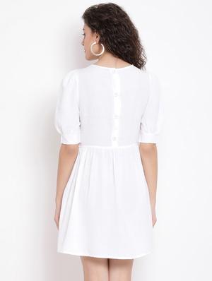 puff sleeves a-line dress - 17116385 - Standard Image - 3