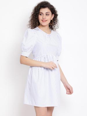 puff sleeves a-line dress - 17116386 - Standard Image - 2