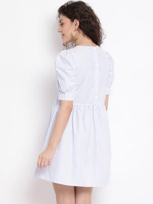 puff sleeves a-line dress - 17116386 - Standard Image - 3