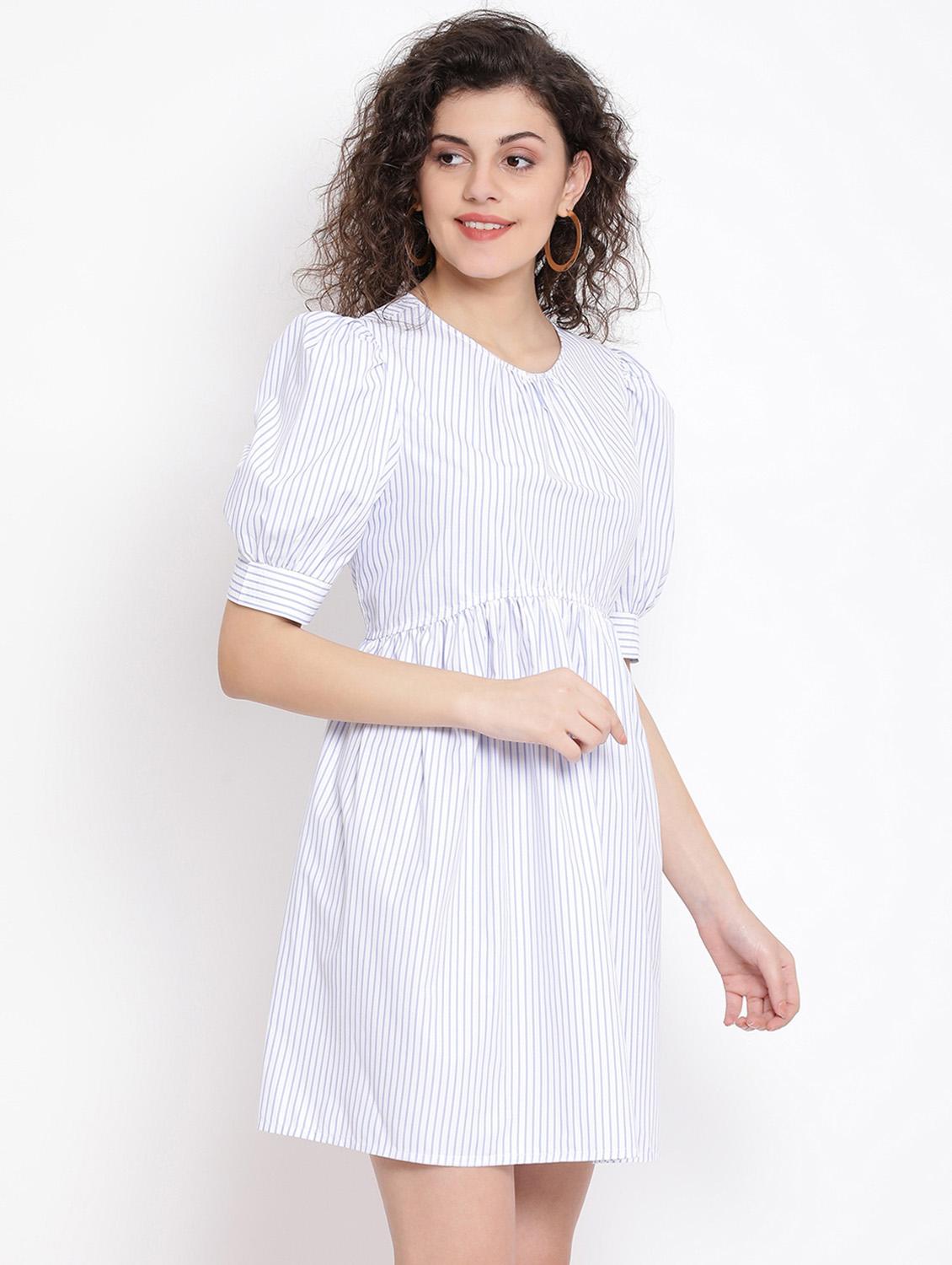 puff sleeves a-line dress - 17116386 - Zoom Image - 2