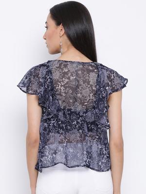 navy blue polyester regular top - 17116401 - Standard Image - 3