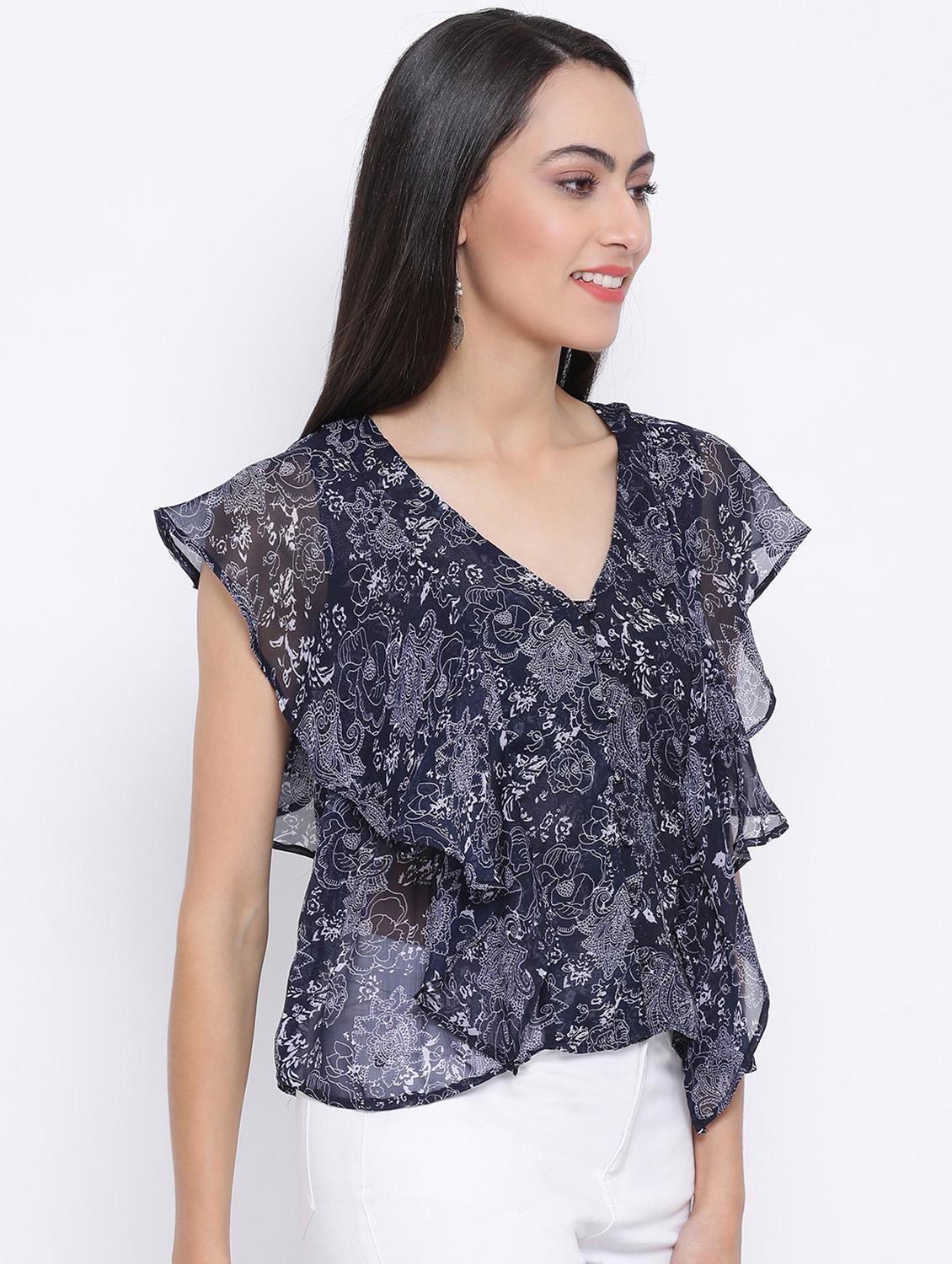 navy blue polyester regular top - 17116401 - Zoom Image - 2