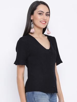 black cotton regular top - 17116404 - Standard Image - 2