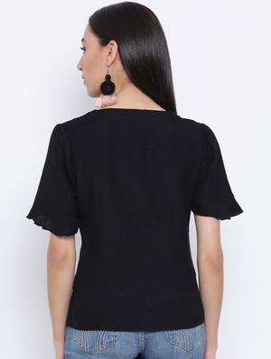 black cotton regular top - 17116404 - Standard Image - 3
