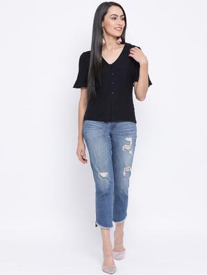 black cotton regular top - 17116404 - Standard Image - 4