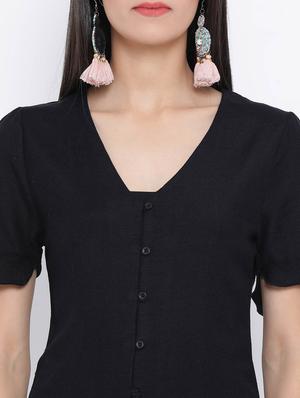 black cotton regular top - 17116404 - Standard Image - 5