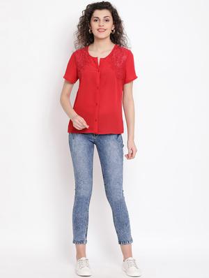 embroidered panel button down top - 17116432 - Standard Image - 4