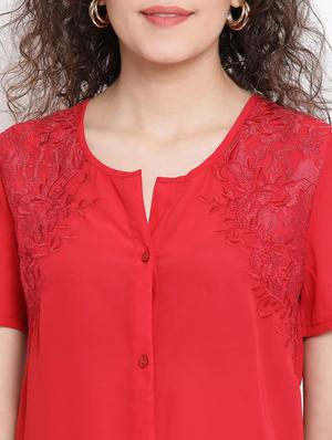 embroidered panel button down top - 17116432 - Standard Image - 5