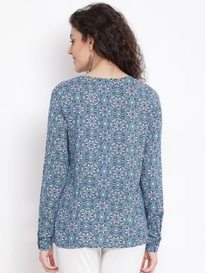 lace up neck floral top - 17116433 - Standard Image - 3