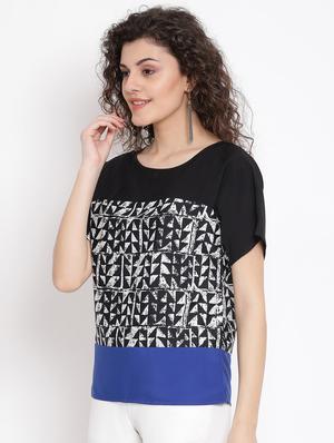 printed panel color block top - 17116441 - Standard Image - 2