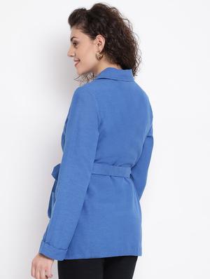 lapel neck solid summer jacket - 17116443 - Standard Image - 3
