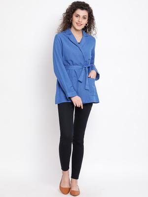 lapel neck solid summer jacket - 17116443 - Standard Image - 4