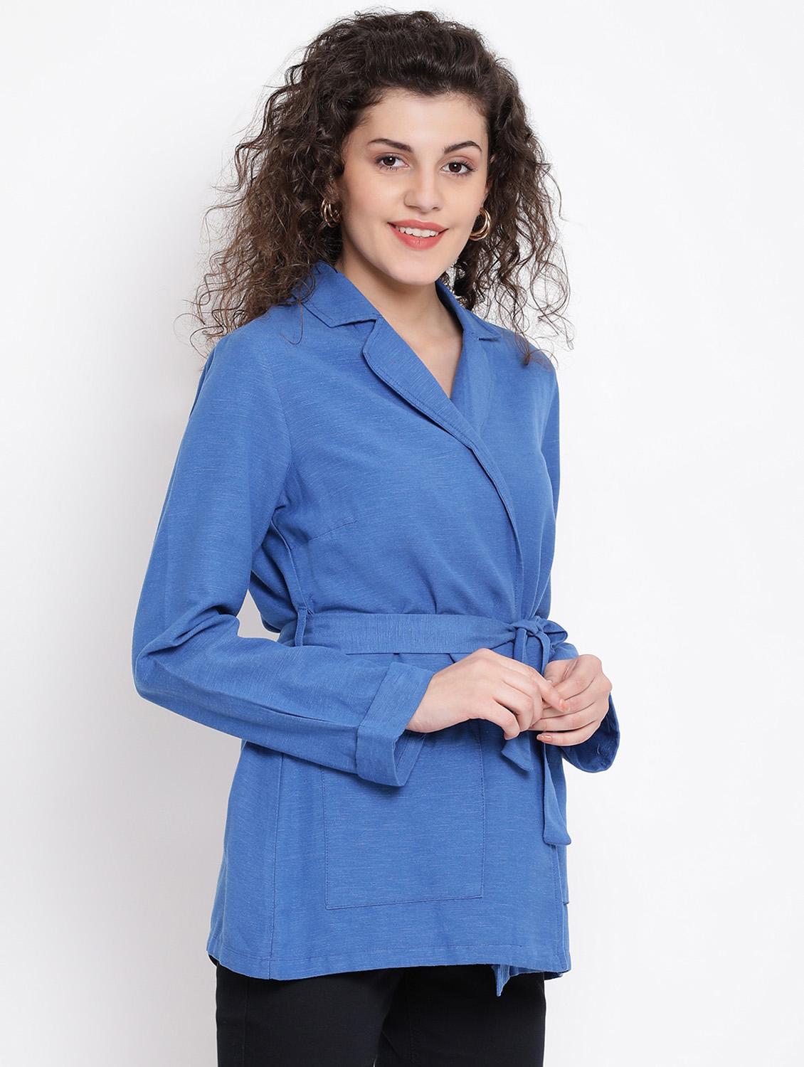 lapel neck solid summer jacket - 17116443 - Zoom Image - 2