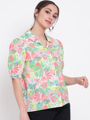 puff sleeves floral top - 17116445 - Standard Image - 2
