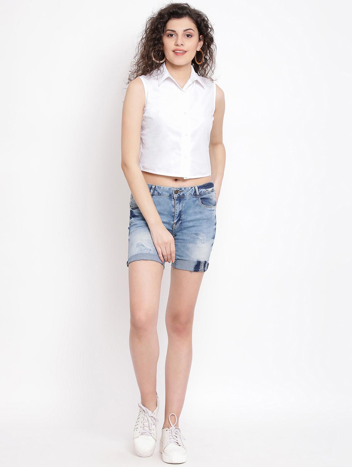 tie back cropped shirt - 17116446 - Zoom Image - 4
