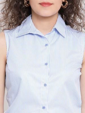 tie back striped shirt - 17116449 - Standard Image - 5