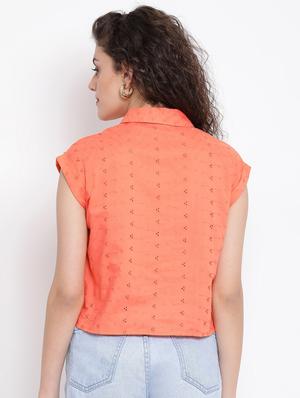 tie front schiffli shirt - 17116450 - Standard Image - 3