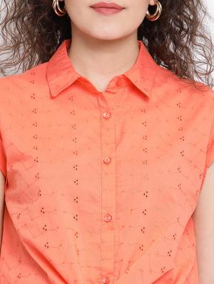 tie front schiffli shirt - 17116450 - Standard Image - 5