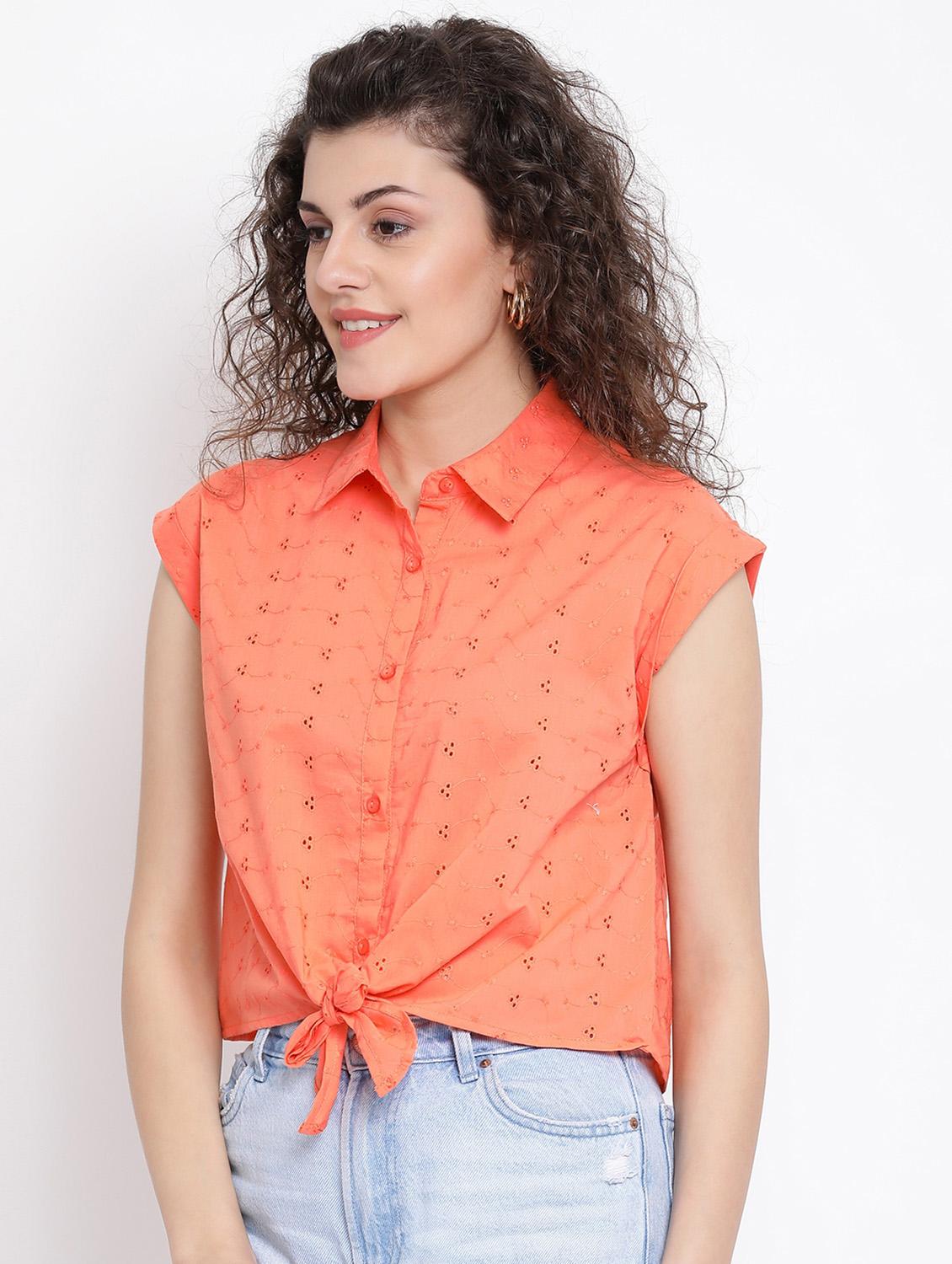 tie front schiffli shirt - 17116450 - Zoom Image - 2