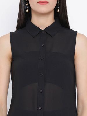 sleeveless sheer shirt - 17116454 - Standard Image - 5