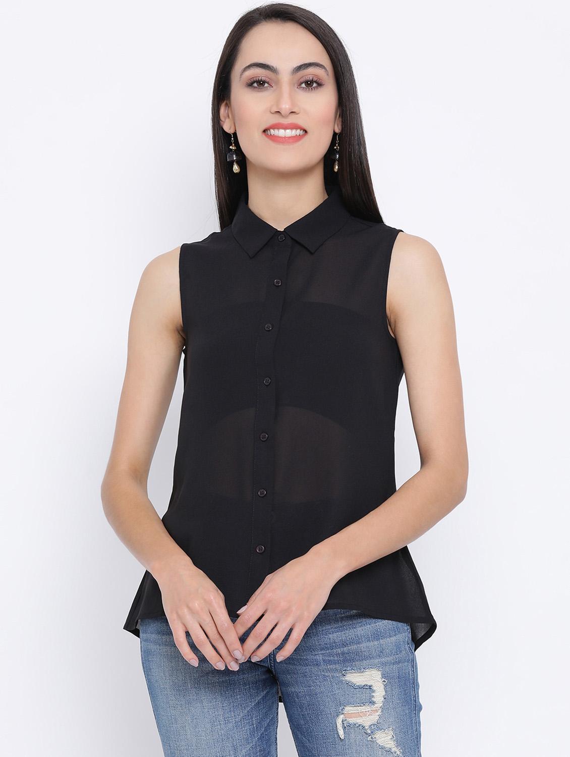 sleeveless sheer shirt - 17116454 - Zoom Image - 1