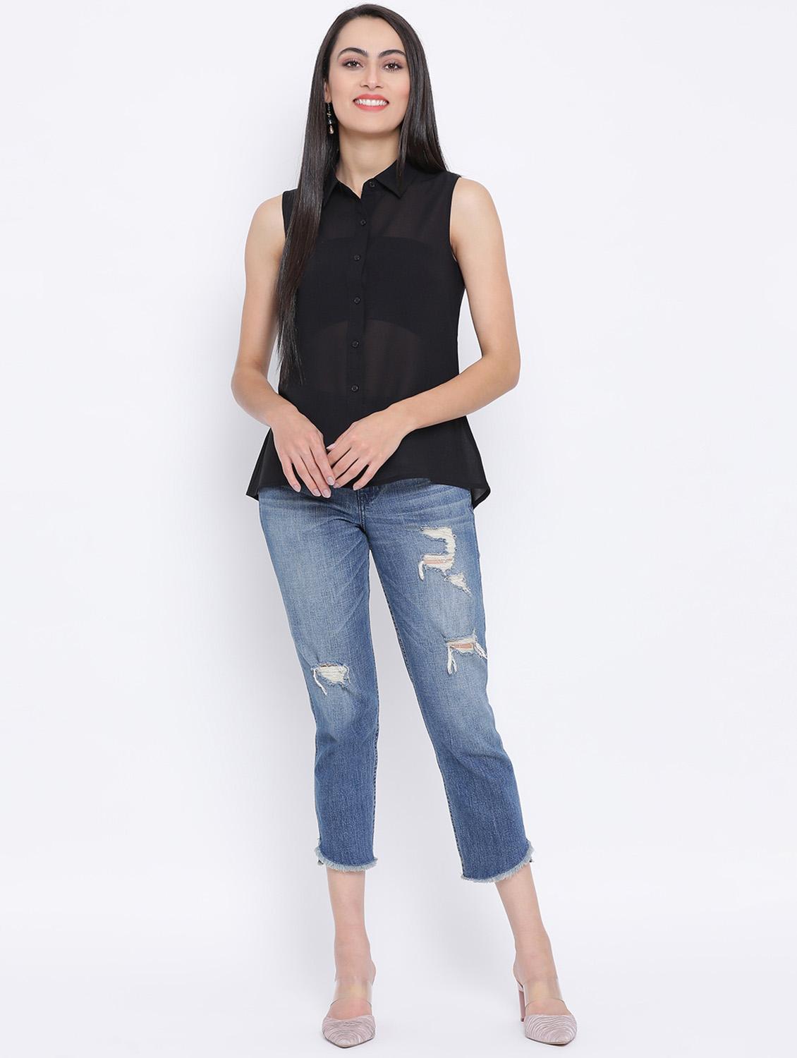 sleeveless sheer shirt - 17116454 - Zoom Image - 4
