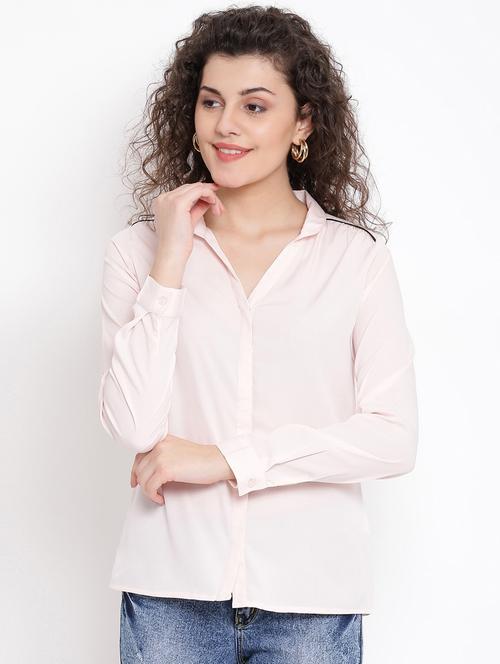 contrast piping solid shirt - 17116455 - Standard Image - 1