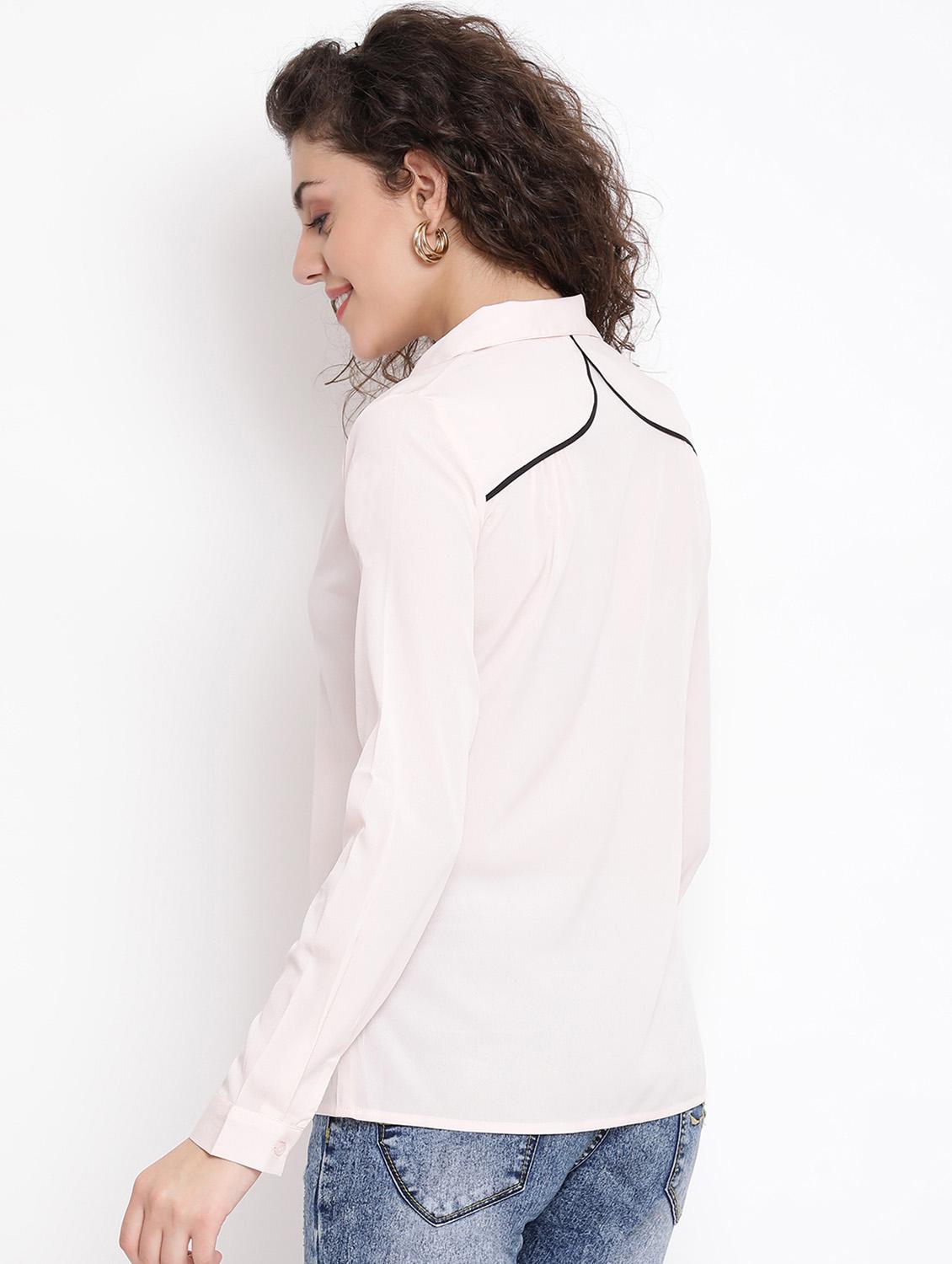 contrast piping solid shirt - 17116455 - Zoom Image - 3