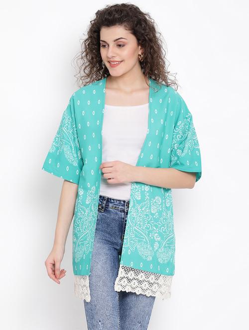 laced hem printed shrug - 17116469 - Standard Image - 1