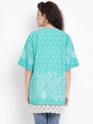laced hem printed shrug - 17116469 - Standard Image - 3